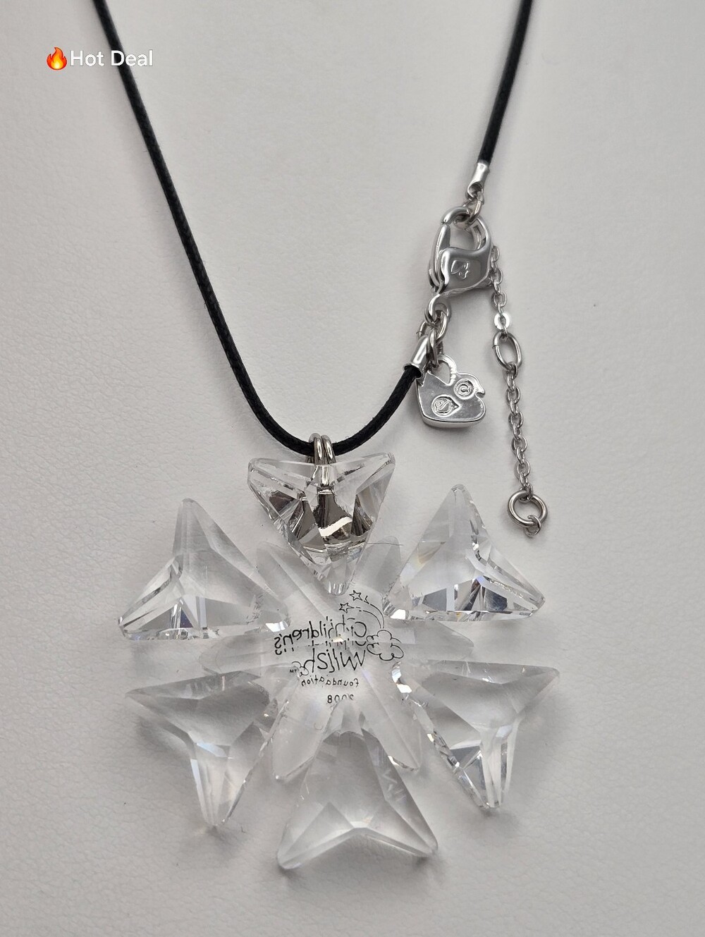 Swarovski Crystal Snowflake Pendant Necklace Children’s Wish Foundation 2008 18.